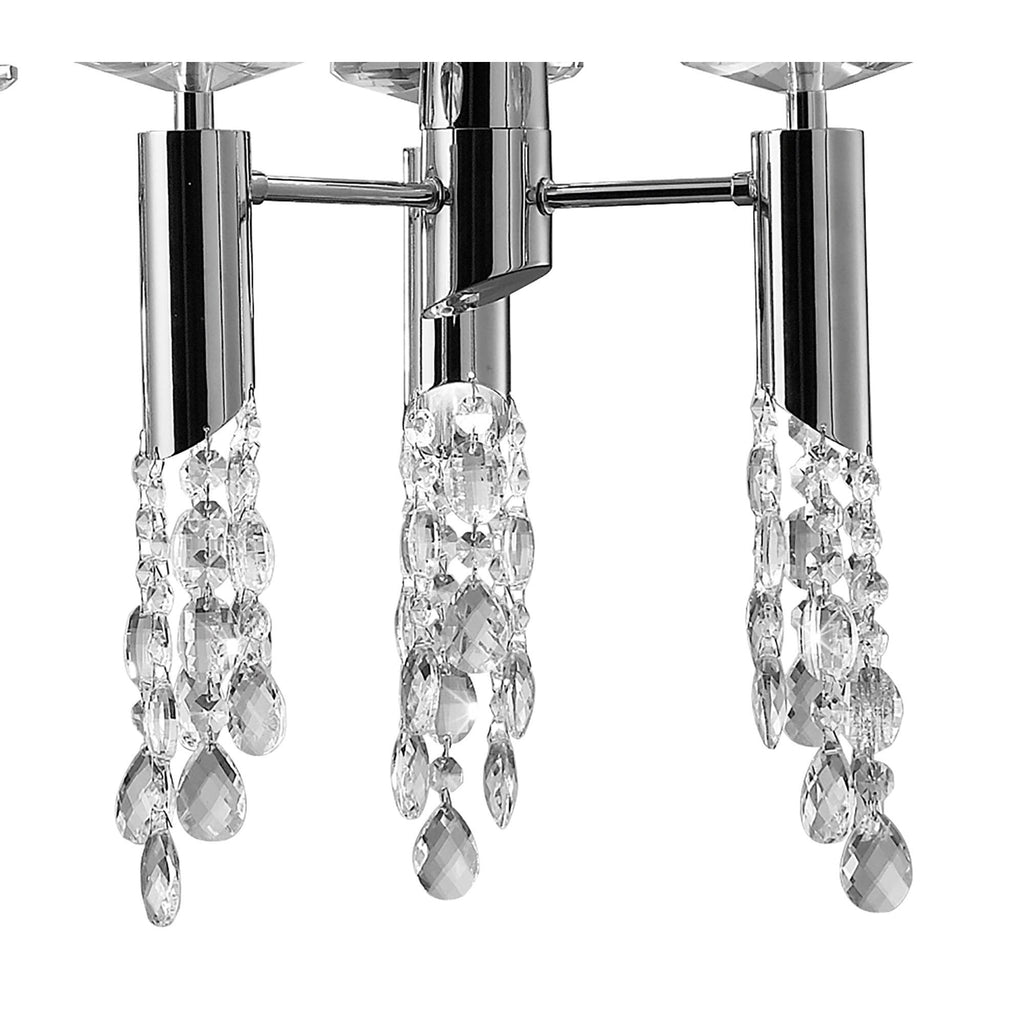 M3853/SBS Tiffany Pendant 6+6 Light E27+G9 Oval Polished Chrome Soft Bronze Shade & Clear Crystal