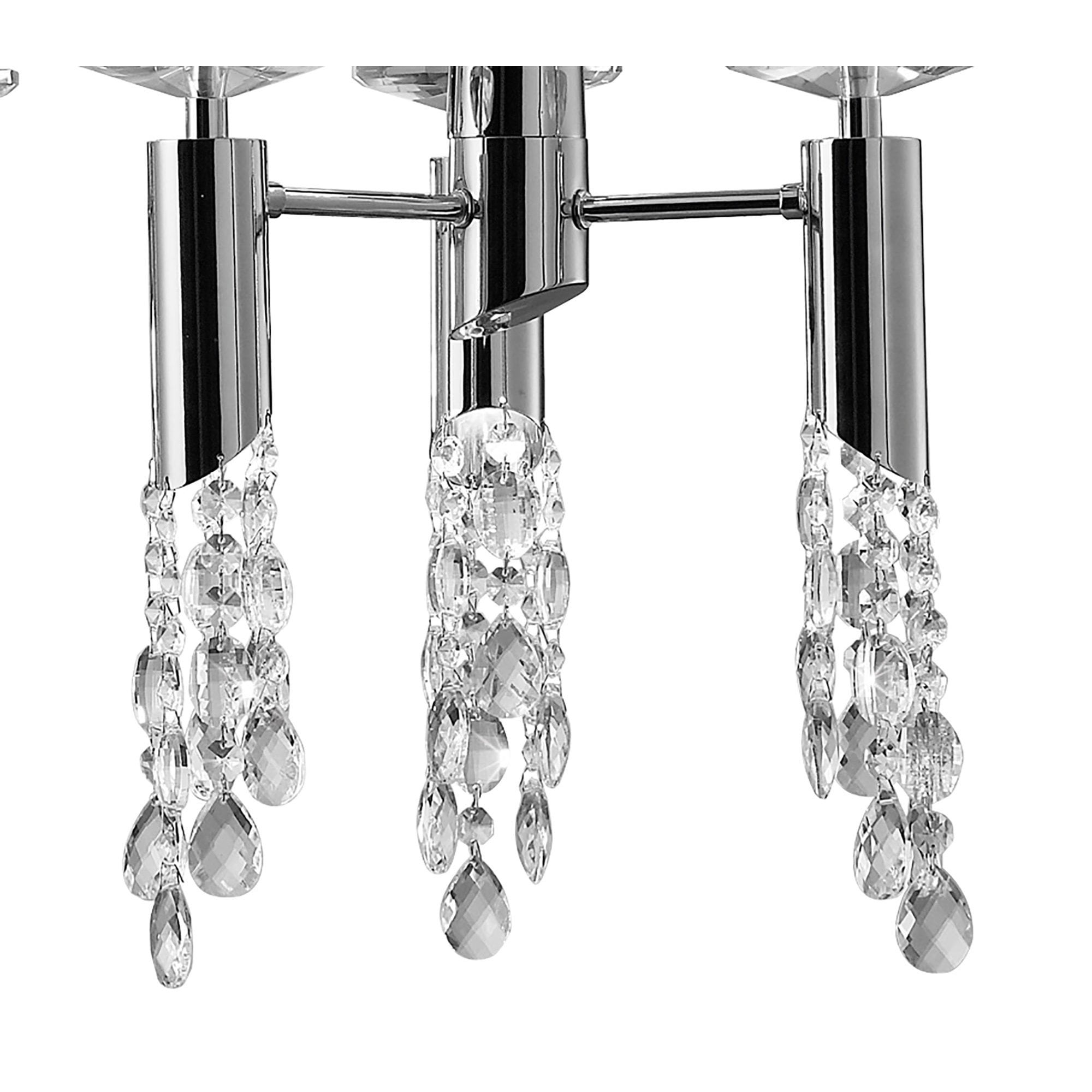 M3853/SBS Tiffany Pendant 6+6 Light E27+G9 Oval Polished Chrome Soft Bronze Shade & Clear Crystal