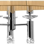 M3853/SBS Tiffany Pendant 6+6 Light E27+G9 Oval Polished Chrome Soft Bronze Shade & Clear Crystal