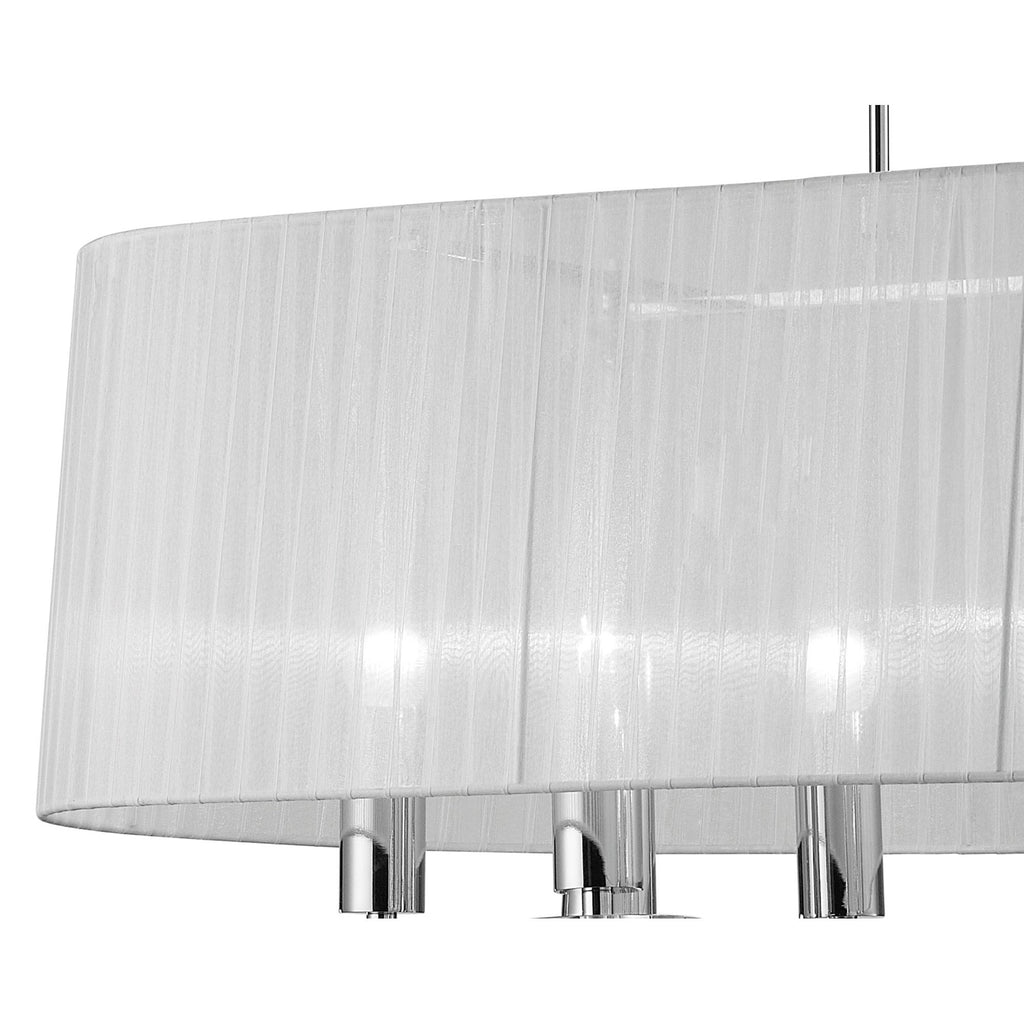 M3853 Tiffany Pendant 6+6 Light E27+G9 Oval Polished Chrome White Shade & Clear Crystal