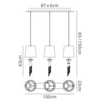 M3855/CS Tiffany Linear Pendant 3+3 Light E27+G9 Line Polished Chrome Cream Shades & Clear Crystal