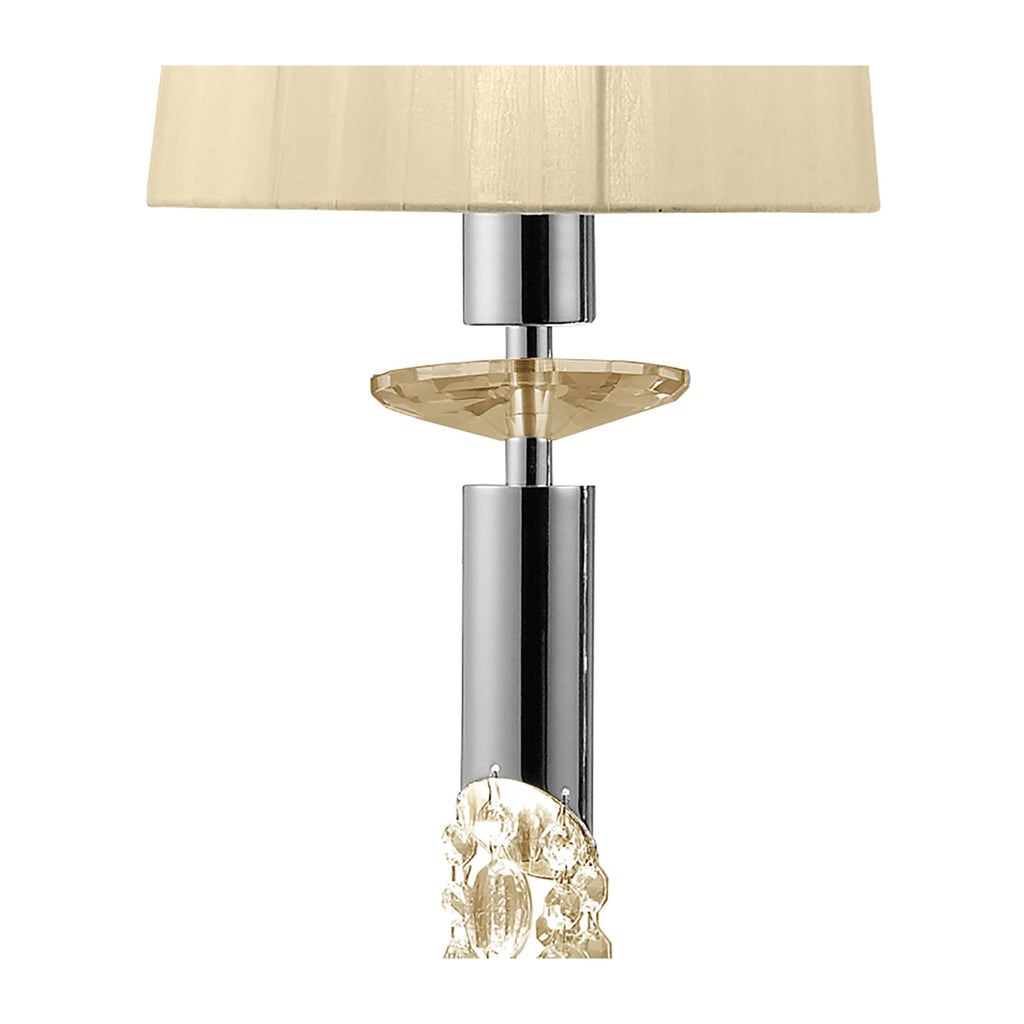 M3855/CS Tiffany Linear Pendant 3+3 Light E27+G9 Line Polished Chrome Cream Shades & Clear Crystal
