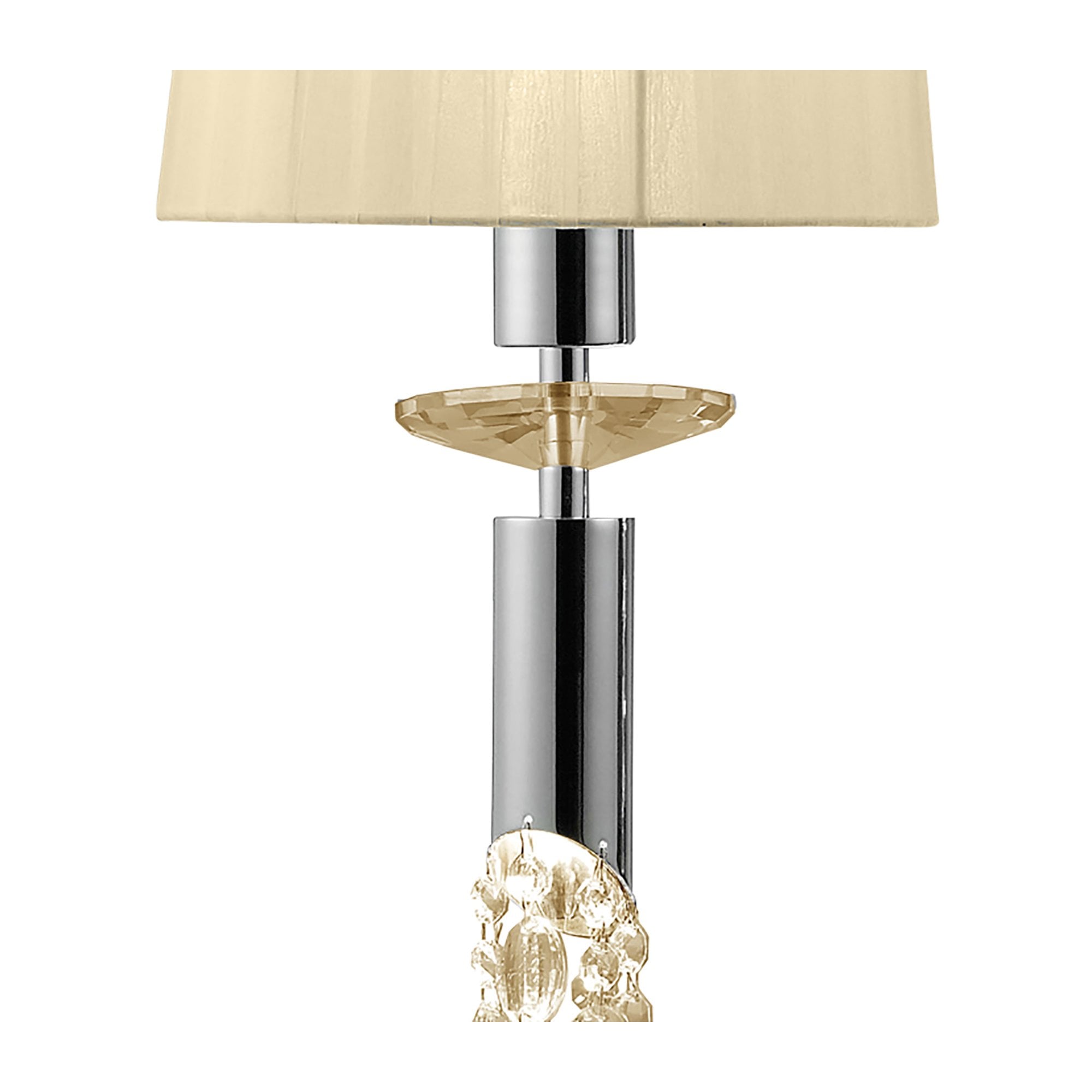 M3855/CS Tiffany Linear Pendant 3+3 Light E27+G9 Line Polished Chrome Cream Shades & Clear Crystal