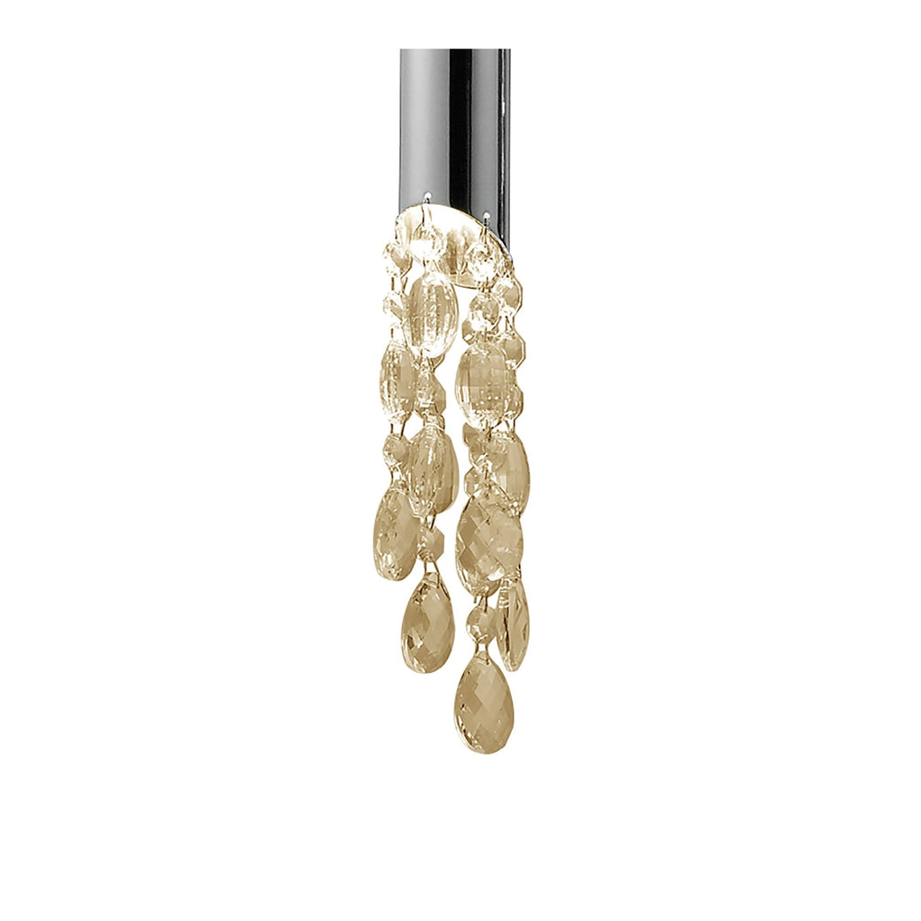 M3855/CS Tiffany Linear Pendant 3+3 Light E27+G9 Line Polished Chrome Cream Shades & Clear Crystal
