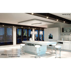 M3855 Tiffany Linear Pendant 3+3 Light E27+G9 Line Polished Chrome White Shades & Clear Crystal