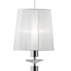 M3855 Tiffany Linear Pendant 3+3 Light E27+G9 Line Polished Chrome White Shades & Clear Crystal