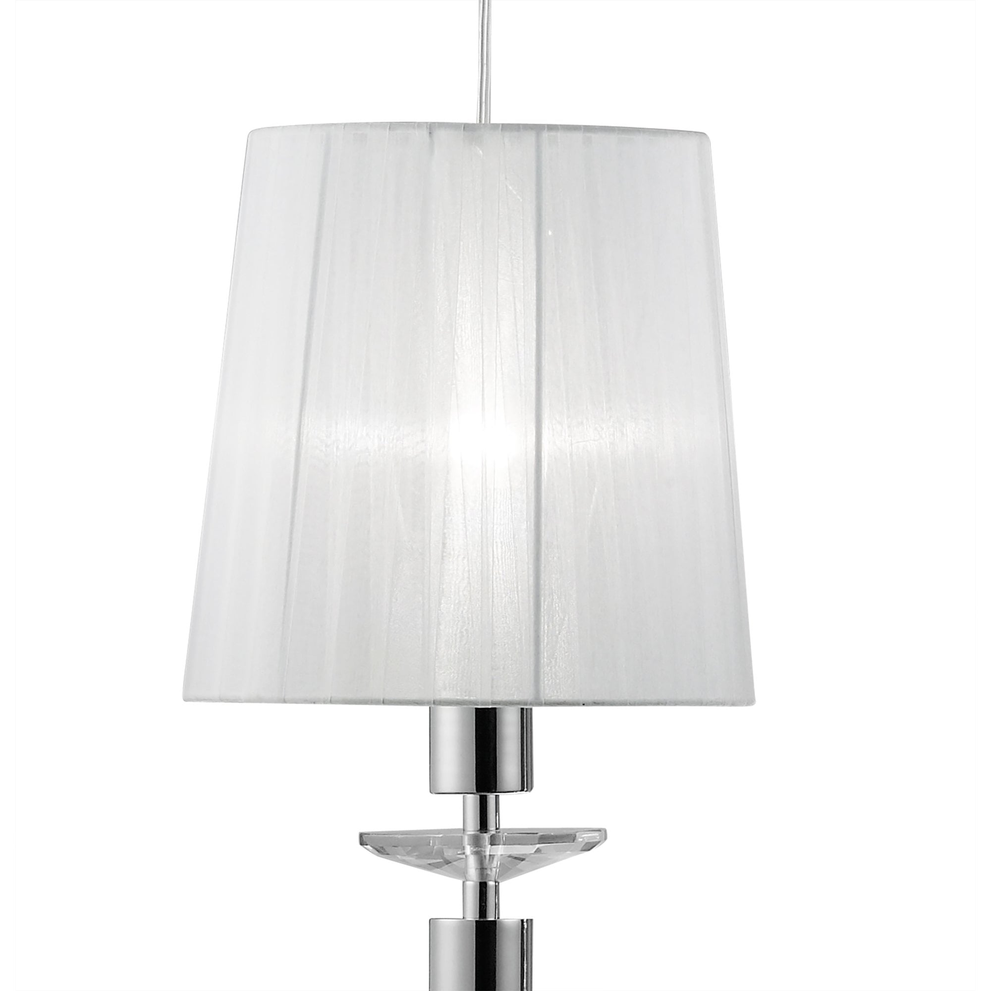 M3855 Tiffany Linear Pendant 3+3 Light E27+G9 Line Polished Chrome White Shades & Clear Crystal