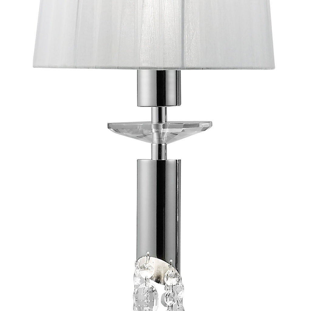 M3855 Tiffany Linear Pendant 3+3 Light E27+G9 Line Polished Chrome White Shades & Clear Crystal