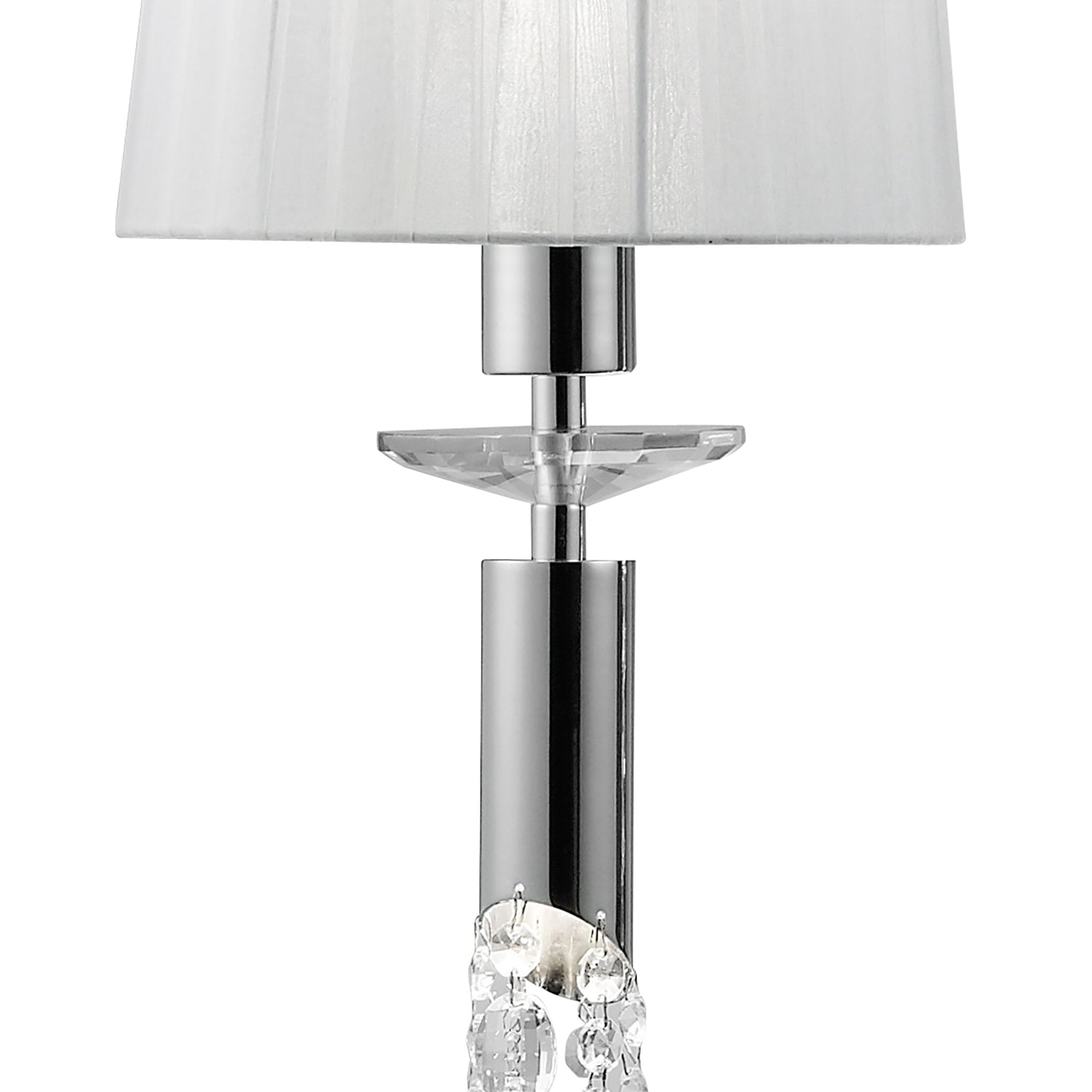 M3855 Tiffany Linear Pendant 3+3 Light E27+G9 Line Polished Chrome White Shades & Clear Crystal