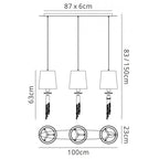 M3855FG Tiffany Linear Pendant 3+3 Light E27+G9 Line French Gold Cream Shades & Clear Crystal
