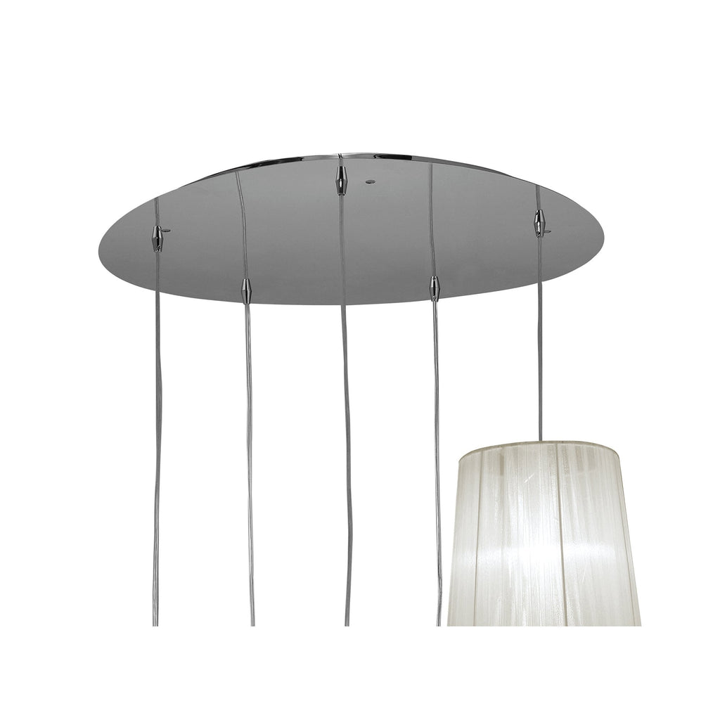 M3857 Tiffany Pendant 5+5 Light E27+G9 Spiral Polished Chrome White Shades & Clear Crystal
