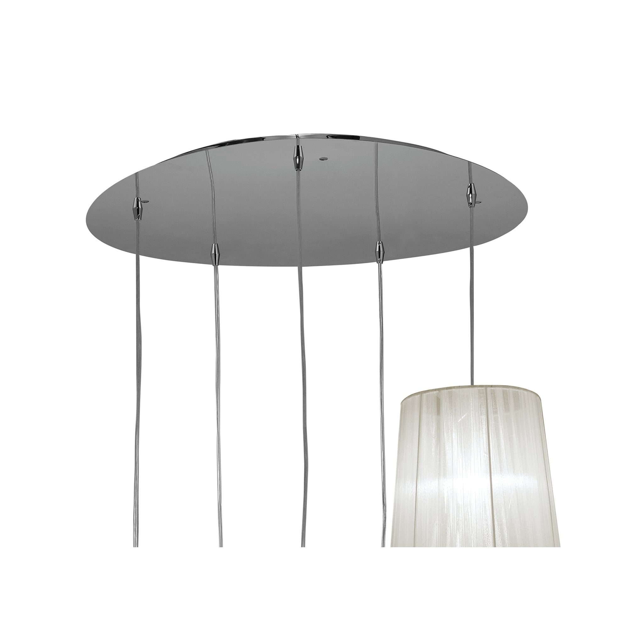 M3857 Tiffany Pendant 5+5 Light E27+G9 Spiral Polished Chrome White Shades & Clear Crystal