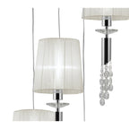 M3857 Tiffany Pendant 5+5 Light E27+G9 Spiral Polished Chrome White Shades & Clear Crystal