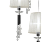 M3857 Tiffany Pendant 5+5 Light E27+G9 Spiral Polished Chrome White Shades & Clear Crystal
