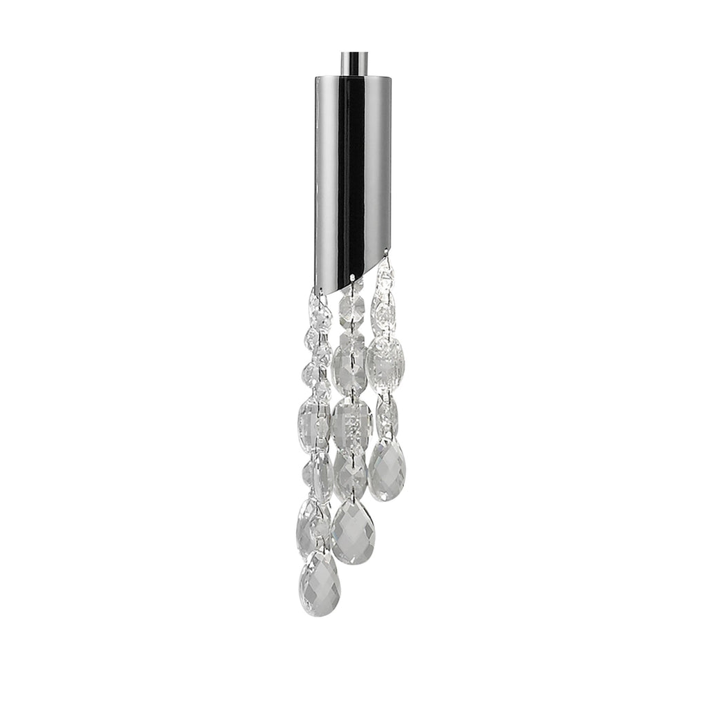 M3857 Tiffany Pendant 5+5 Light E27+G9 Spiral Polished Chrome White Shades & Clear Crystal