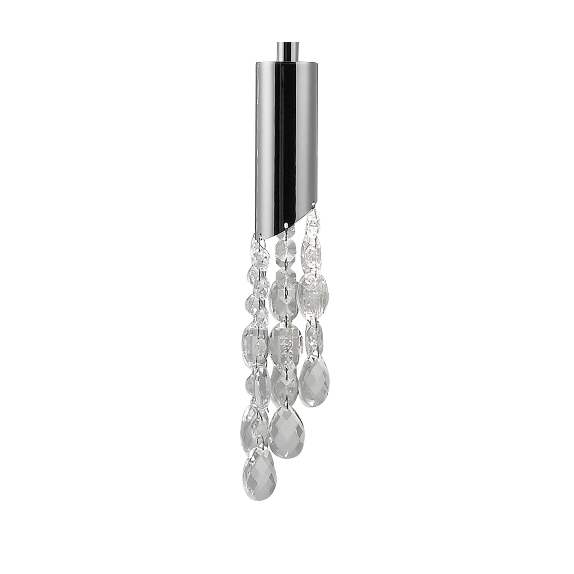 M3857 Tiffany Pendant 5+5 Light E27+G9 Spiral Polished Chrome White Shades & Clear Crystal