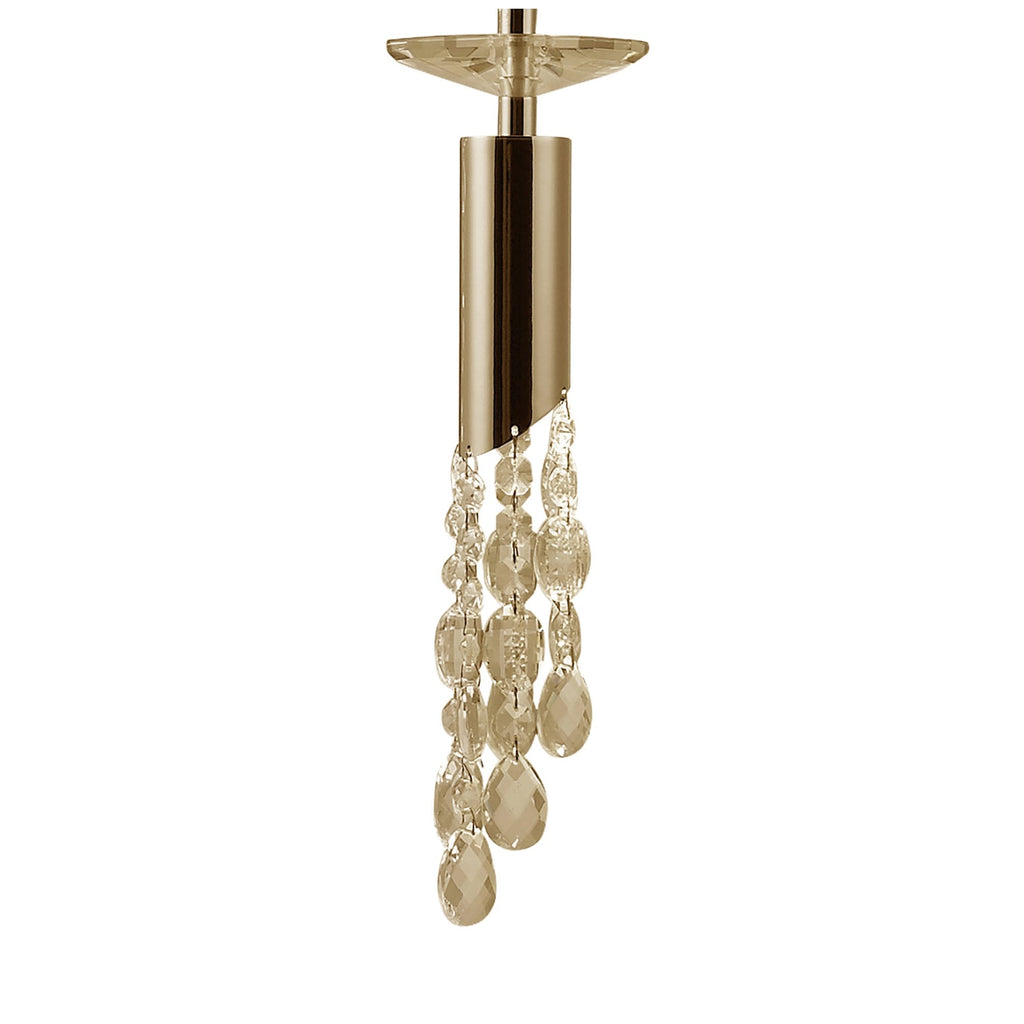 M3857FG Tiffany Pendant 5+5 Light E27+G9 Spiral French Gold Cream Shades & Clear Crystal