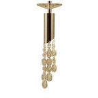 M3857FG Tiffany Pendant 5+5 Light E27+G9 Spiral French Gold Cream Shades & Clear Crystal