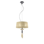 M3858/CS Tiffany Pendant 3+1 Light E27+G9 Polished Chrome Cream Shade & Clear Crystal