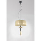 M3858/CS Tiffany Pendant 3+1 Light E27+G9 Polished Chrome Cream Shade & Clear Crystal