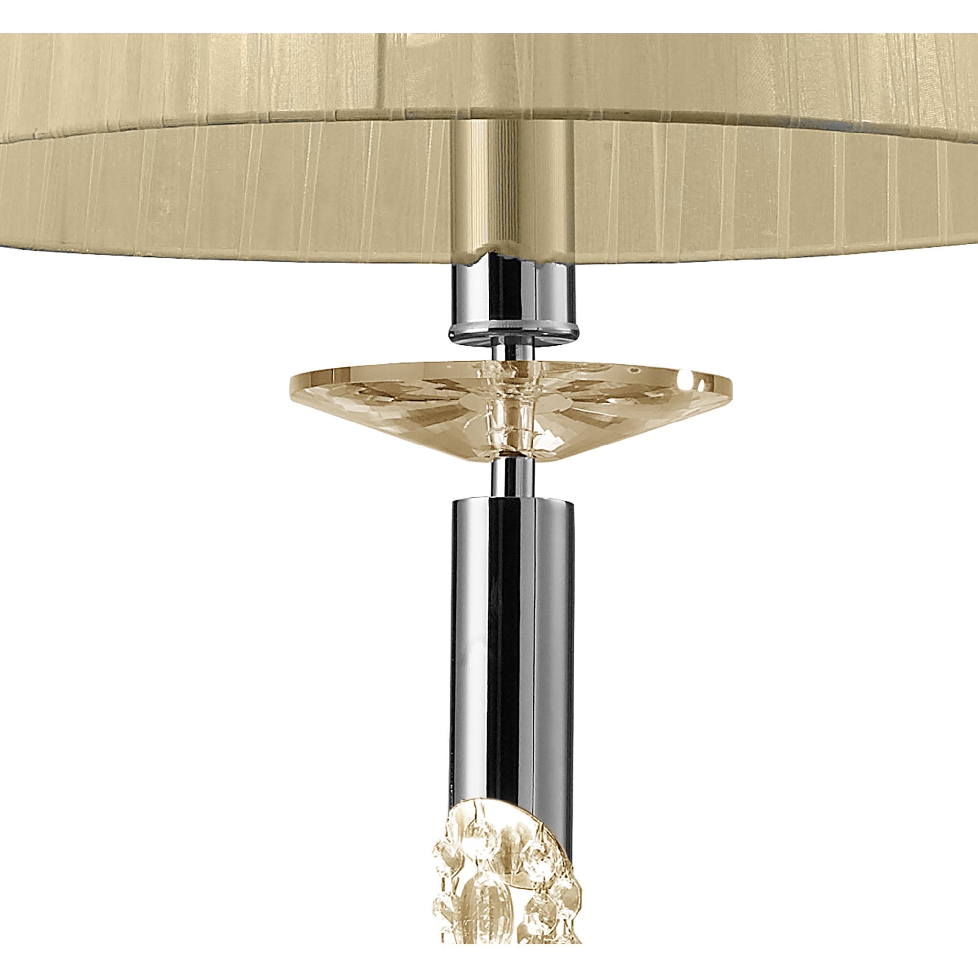 M3858/CS Tiffany Pendant 3+1 Light E27+G9 Polished Chrome Cream Shade & Clear Crystal
