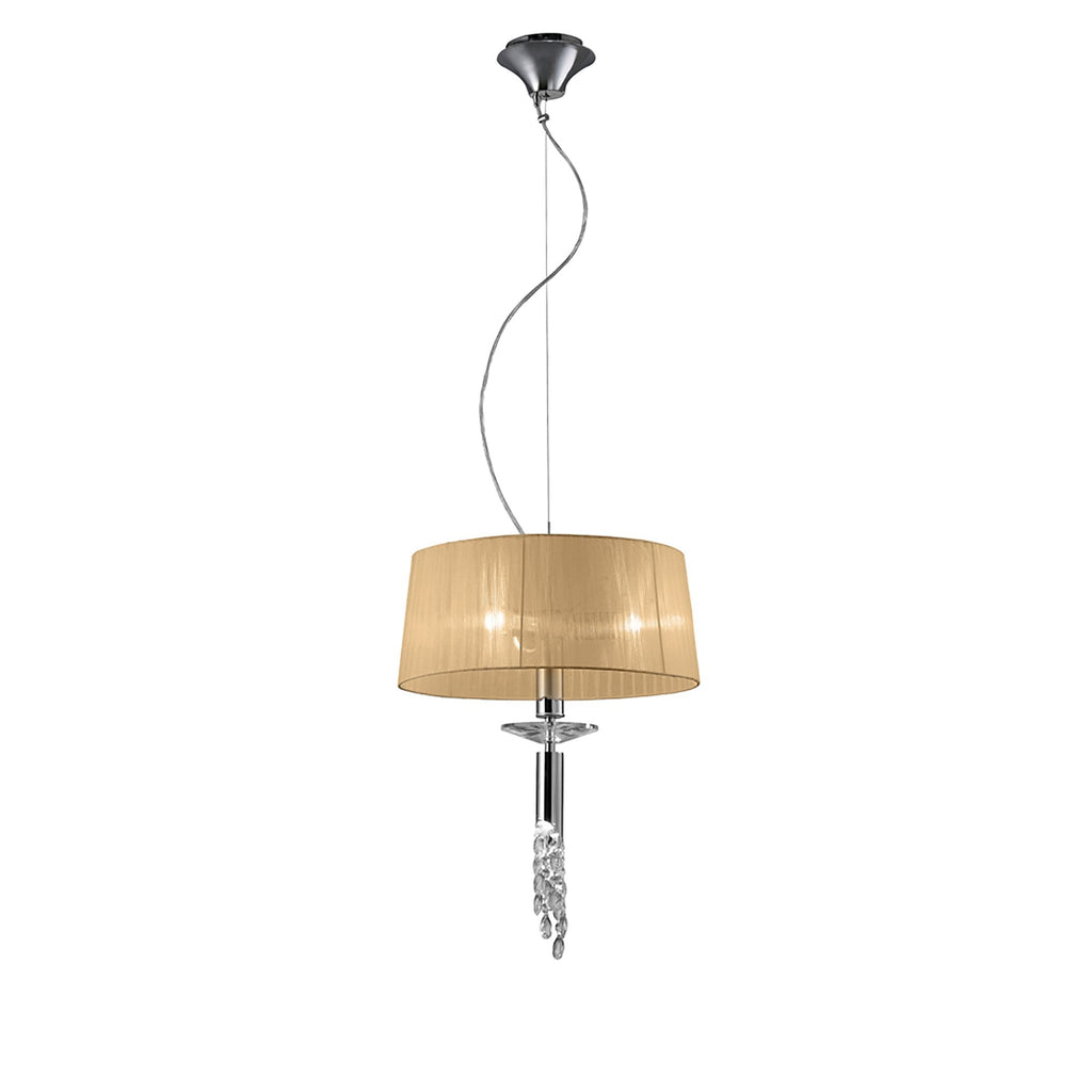 M3858/SBS Tiffany Pendant 3+1 Light E27+G9 Polished Chrome Soft Bronze Shade & Clear Crystal