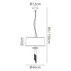 M3858/SBS Tiffany Pendant 3+1 Light E27+G9 Polished Chrome Soft Bronze Shade & Clear Crystal