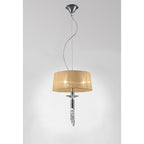 M3858/SBS Tiffany Pendant 3+1 Light E27+G9 Polished Chrome Soft Bronze Shade & Clear Crystal