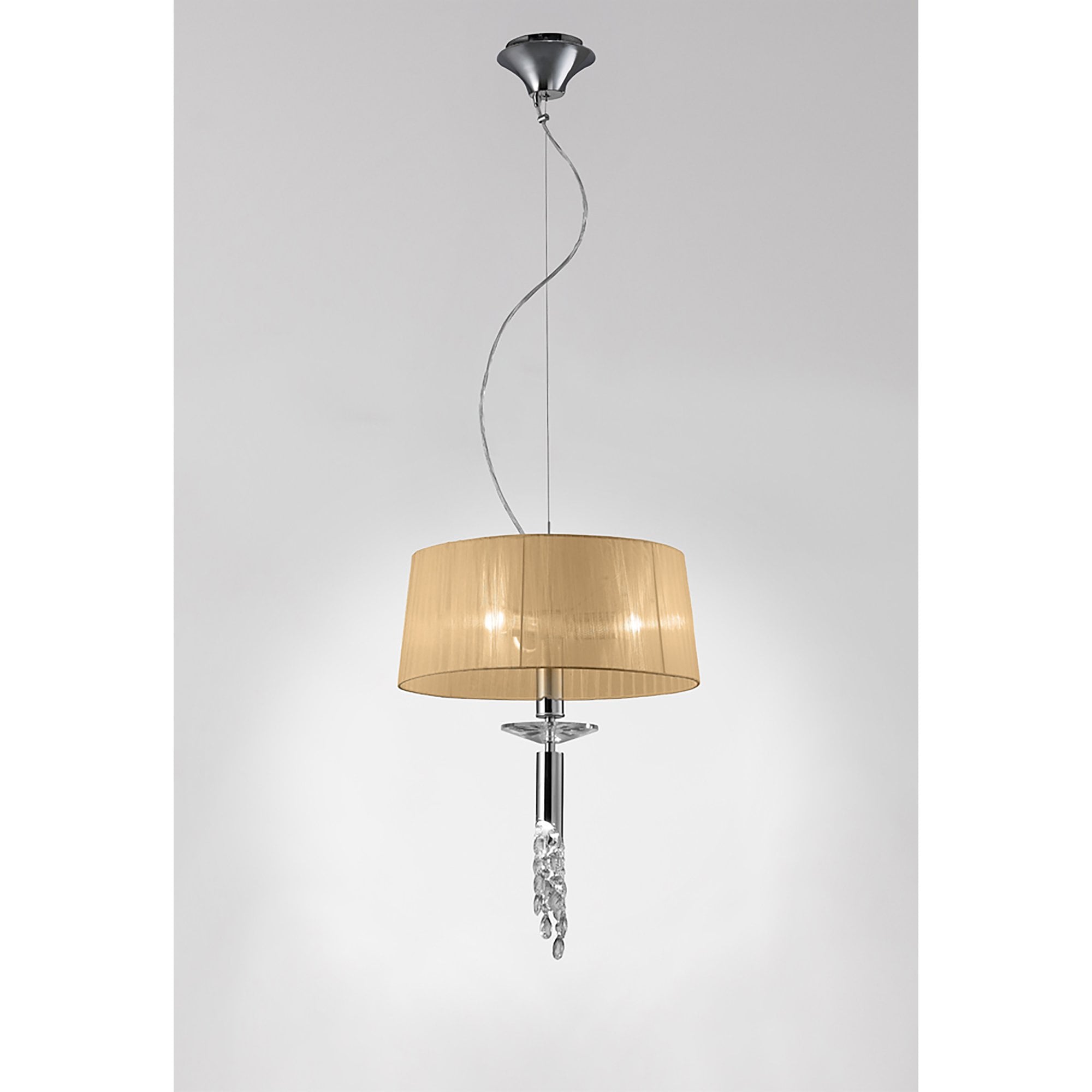 M3858/SBS Tiffany Pendant 3+1 Light E27+G9 Polished Chrome Soft Bronze Shade & Clear Crystal