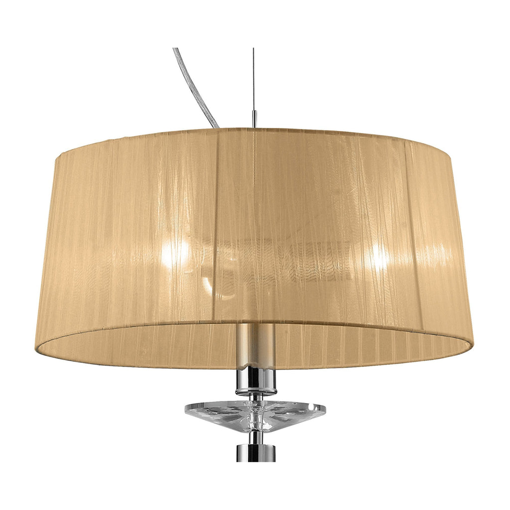 M3858/SBS Tiffany Pendant 3+1 Light E27+G9 Polished Chrome Soft Bronze Shade & Clear Crystal
