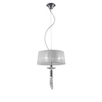 M3858 Tiffany Pendant 3+1 Light E27+G9 Polished Chrome White Shade & Clear Crystal