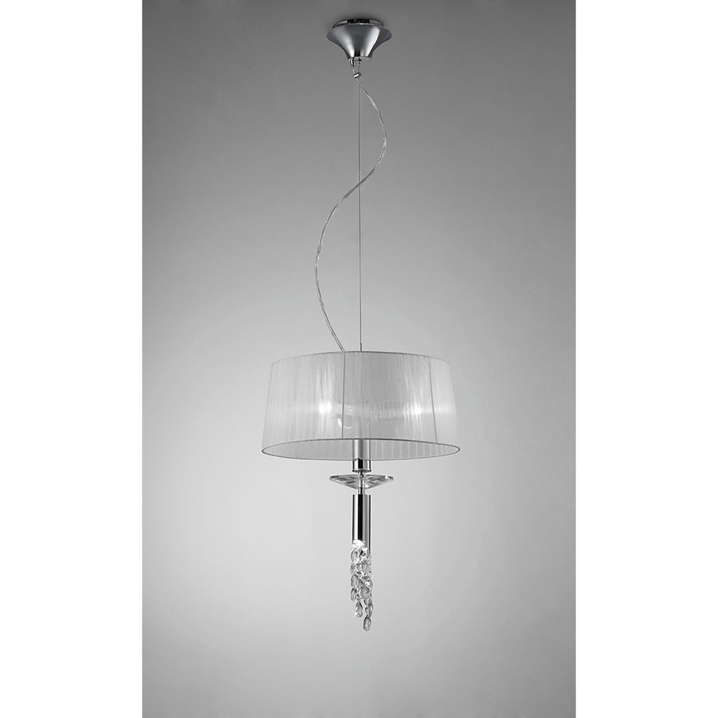 M3858 Tiffany Pendant 3+1 Light E27+G9 Polished Chrome White Shade & Clear Crystal