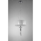 M3858 Tiffany Pendant 3+1 Light E27+G9 Polished Chrome White Shade & Clear Crystal