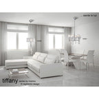 M3858 Tiffany Pendant 3+1 Light E27+G9 Polished Chrome White Shade & Clear Crystal