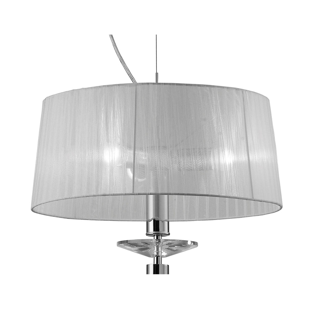 M3858 Tiffany Pendant 3+1 Light E27+G9 Polished Chrome White Shade & Clear Crystal