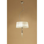 M3858FG Tiffany Pendant 3+1 Light E27+G9 French Gold Cream Shade & Clear Crystal