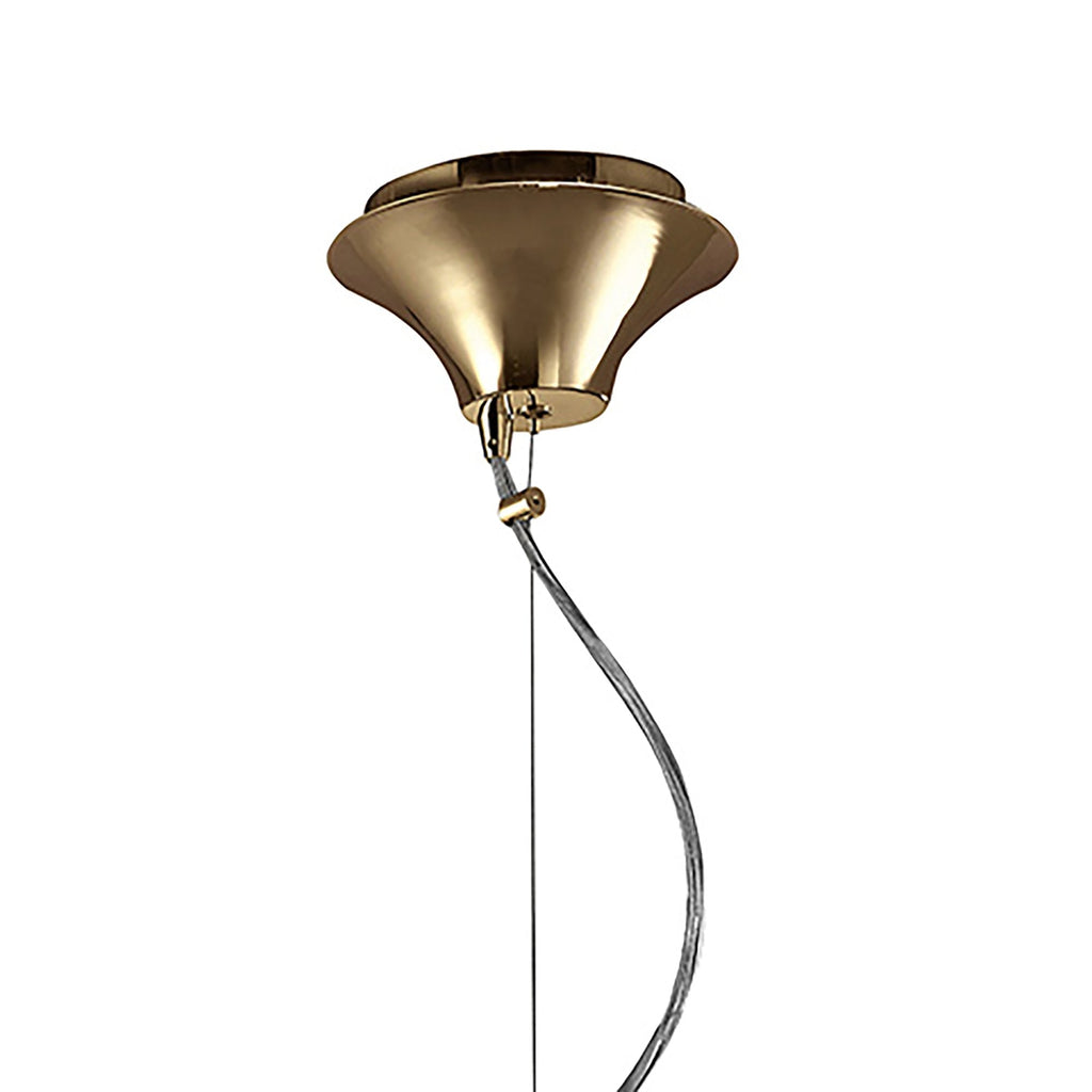 M3858FG Tiffany Pendant 3+1 Light E27+G9 French Gold Cream Shade & Clear Crystal