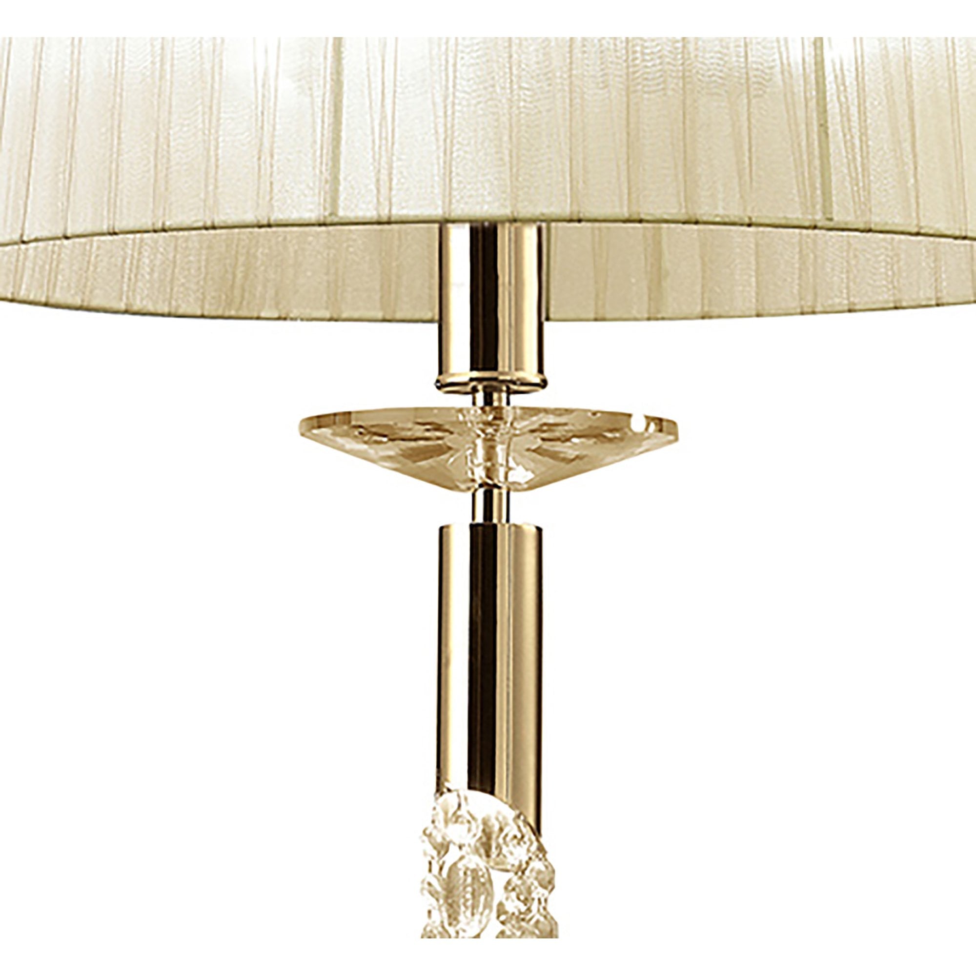 M3858FG Tiffany Pendant 3+1 Light E27+G9 French Gold Cream Shade & Clear Crystal