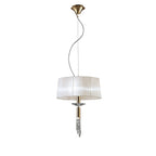 M3858FG/WS Tiffany Pendant 3+1 Light E27+G9 French Gold White Shade & Clear Crystal