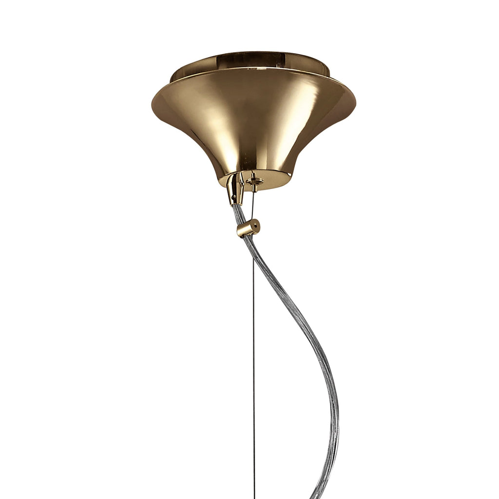 M3858FG/WS Tiffany Pendant 3+1 Light E27+G9 French Gold White Shade & Clear Crystal