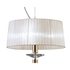 M3858FG/WS Tiffany Pendant 3+1 Light E27+G9 French Gold White Shade & Clear Crystal