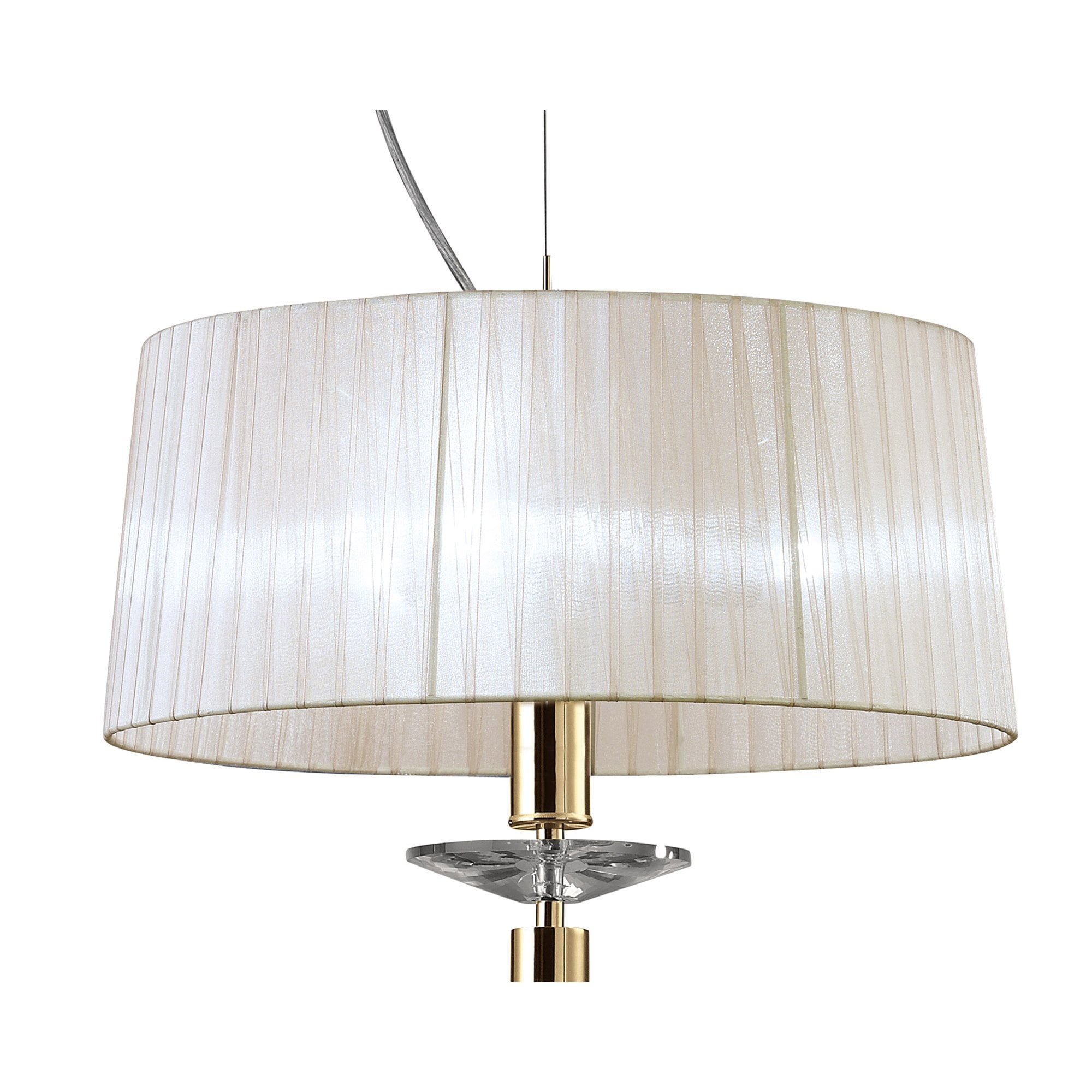 M3858FG/WS Tiffany Pendant 3+1 Light E27+G9 French Gold White Shade & Clear Crystal