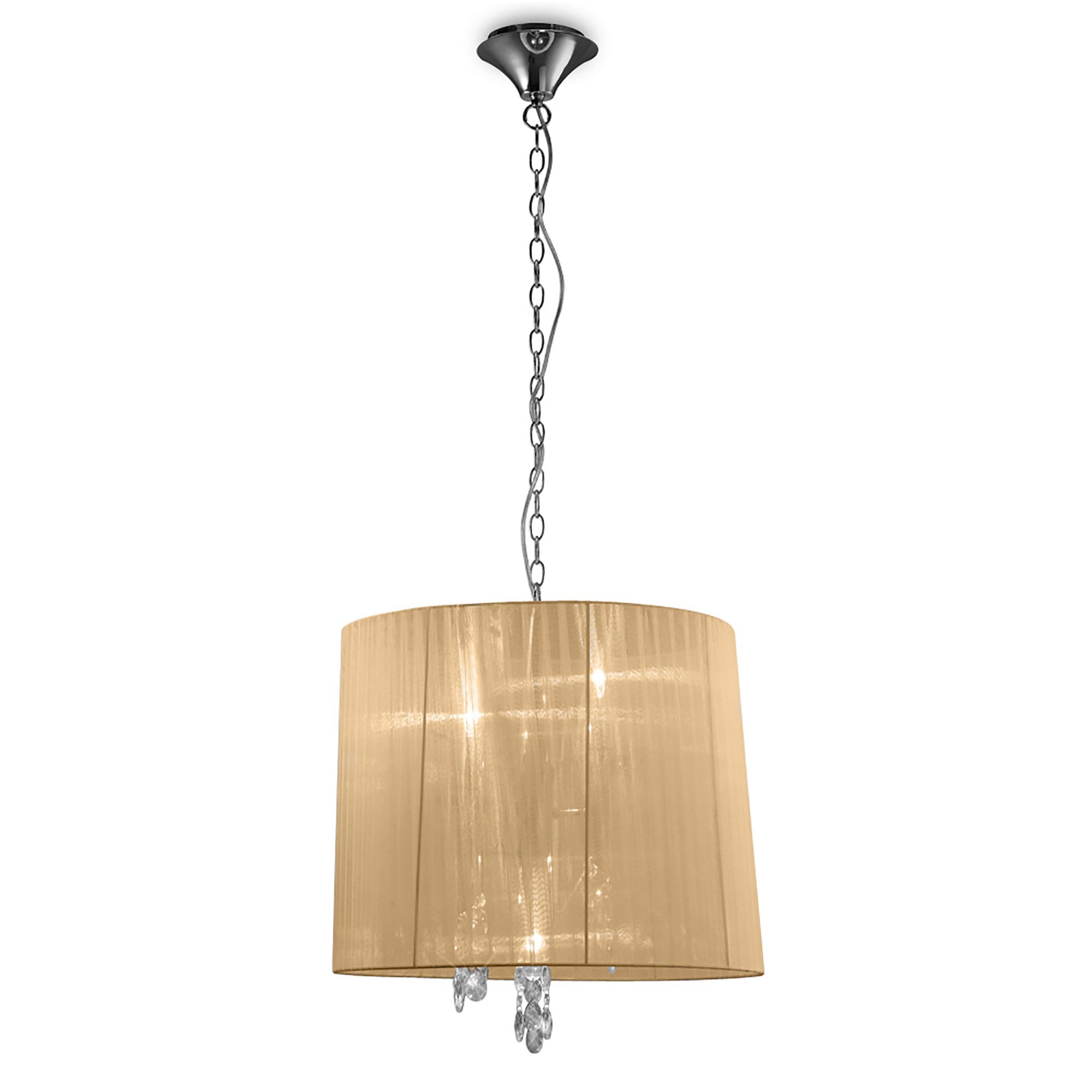 M3860/SBS Tiffany Pendant 3+3 Light E14+G9 Polished Chrome Soft Bronze Shade & Clear Crystal