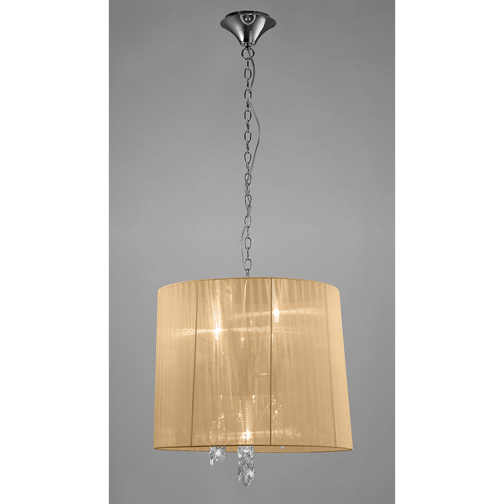 M3860/SBS Tiffany Pendant 3+3 Light E14+G9 Polished Chrome Soft Bronze Shade & Clear Crystal