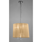 M3860/SBS Tiffany Pendant 3+3 Light E14+G9 Polished Chrome Soft Bronze Shade & Clear Crystal