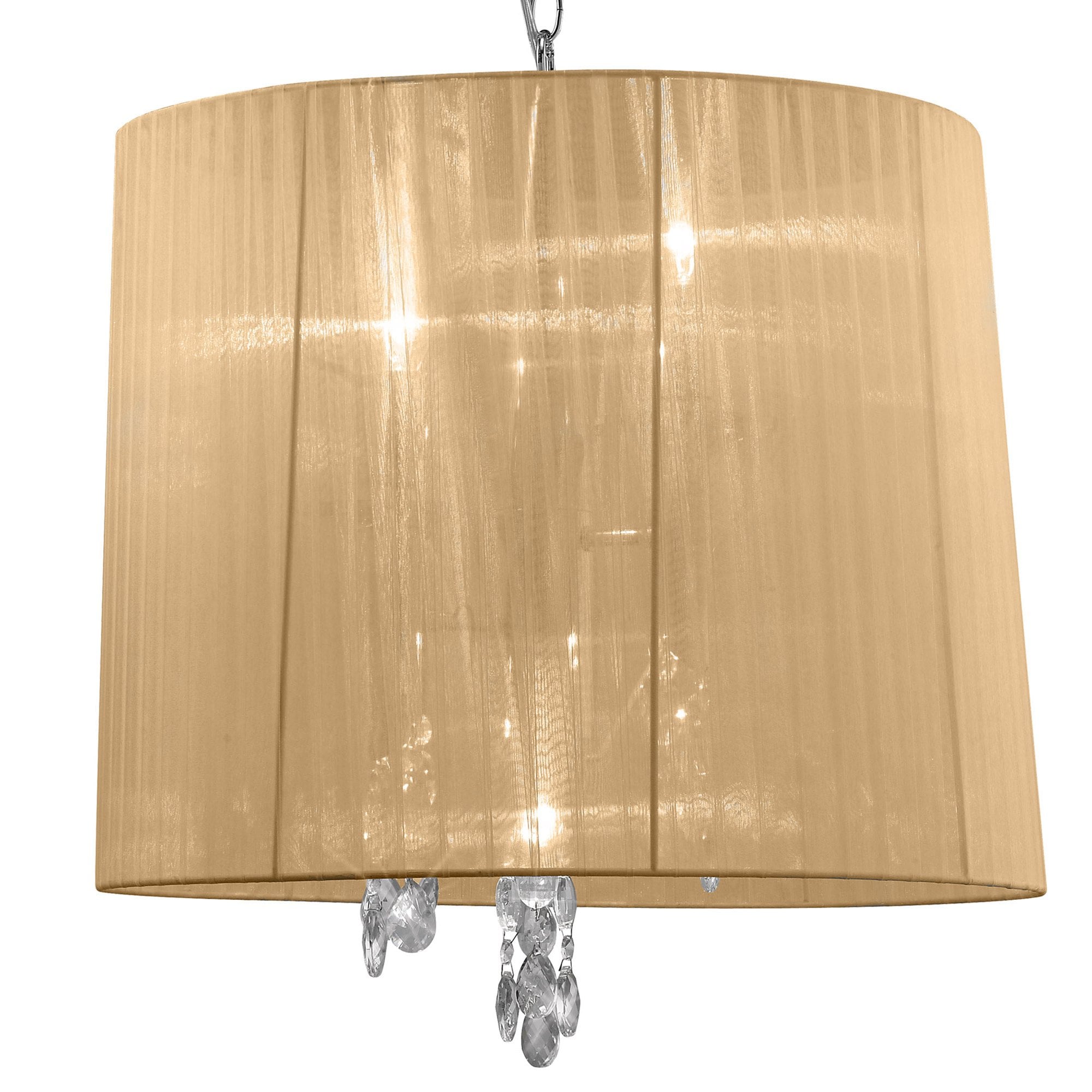 M3860/SBS Tiffany Pendant 3+3 Light E14+G9 Polished Chrome Soft Bronze Shade & Clear Crystal