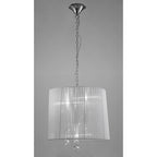 M3860 Tiffany Pendant 3+3 Light E14+G9 Polished Chrome White Shade & Clear Crystal
