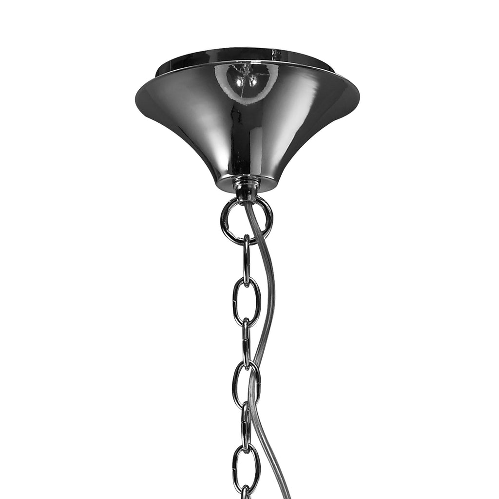 M3860 Tiffany Pendant 3+3 Light E14+G9 Polished Chrome White Shade & Clear Crystal