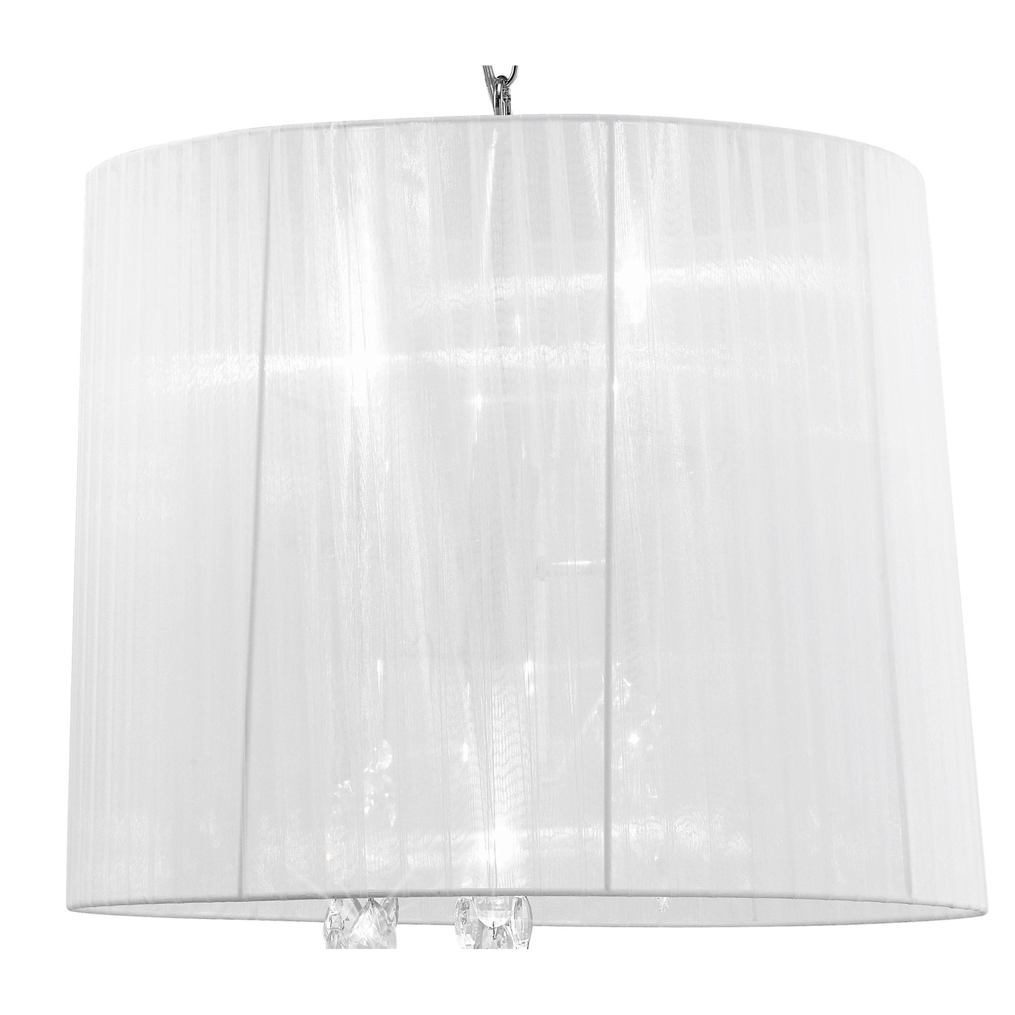 M3860 Tiffany Pendant 3+3 Light E14+G9 Polished Chrome White Shade & Clear Crystal