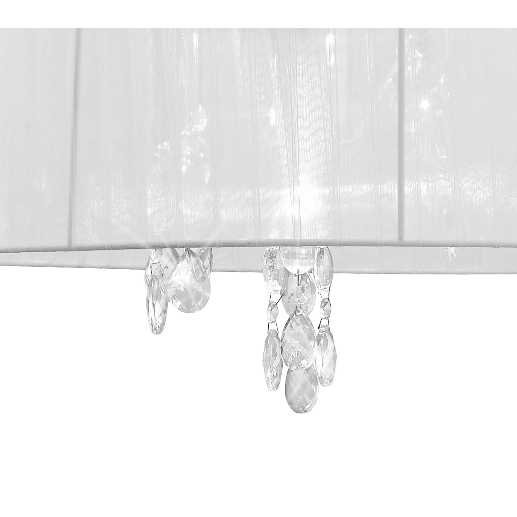 M3860 Tiffany Pendant 3+3 Light E14+G9 Polished Chrome White Shade & Clear Crystal